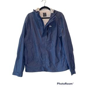 Paradox Men's Heather Blue Hooded Full Zip Windbreaker Rain Jacket Size Medium